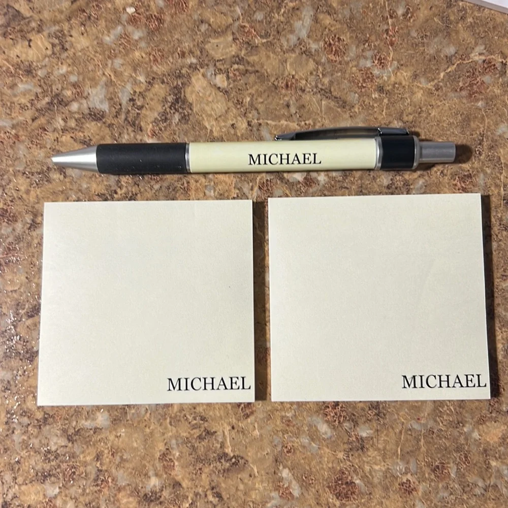 Personalized Name Michael Stationery Pen and Post-it Notes Set